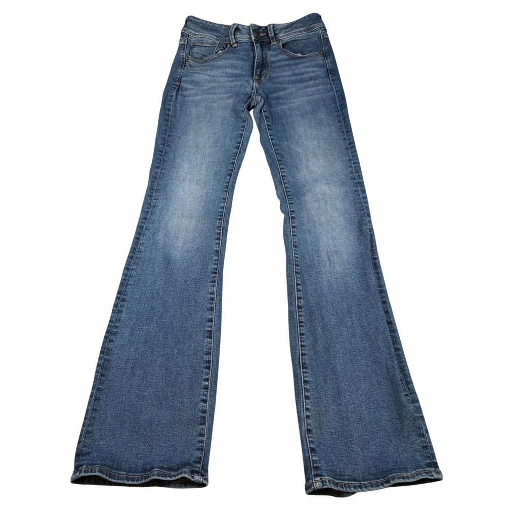 American Eagle Kick Boot Jeans Womens 6 Long (FITS 29x33) Stretch Worn Hems READ